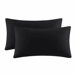 Aisbo Kissenbezug 40x70 2er Set - Kopfkissenbezug 40 x 70 Schwarz mit Hotelverschluss aus Mikrofaser Weich, 40x70cm Pillow Cover