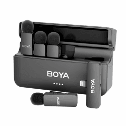 BOYA BY-V4D Mini Wireless Lavalier Mikrofon für iPhone Smartphone, 4 Clip-On Wireless Ansteckmikrofone für Videoaufnahmen Podcast Interview Streaming Vlog YouTube