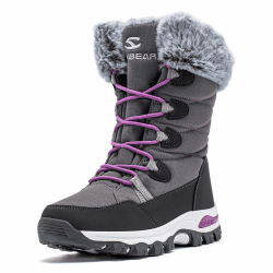 CLYCTIP Warm Gefüttert Winterschuhe Damen Schneestiefel Wasserdicht Outdoor Trekking Wanderschuhe Gr. 37-42 40 EU Grau