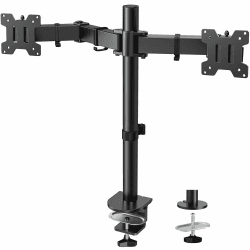 HUANUO Monitorhalterung 2 Monitore für 13 bis 32 Zoll Bildschirme, Monitor Halterung Höhenverstellbar Neigbar Schwenkbar Drehungbar, erweiterter Monitorarm Bildschirmhalterung 2 Monitore, VESA 75/100