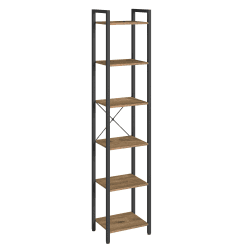 VASAGLE Regal, Bücherregal, Standregal, Aufbewahrungsregal 6 Ebenen, offene Ablagen, Industrie-Design, für Wohnzimmer Büro Arbeitszimmer Flur, Stahlgestell, dunkelwalnussfarben-tintenschwarz LLS101B48