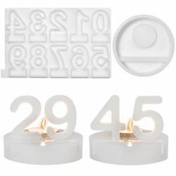 Silikonformen Gießformen, Kerzenhalter, Silikon Gießform Kerzenhalter, Raysin Gießformen, DIY Nordischer Stil Birthday & Home Decor，für Giesspulver und Kreativbeton （Zahlen 0-9)