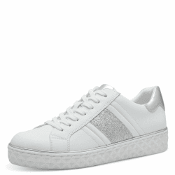 MARCO TOZZI Damen Sneaker flach Vegan Freizeit 37 EU White Comb