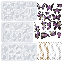 Bekecidi 13 PCS Keychain Resin Mould Kit Schmetterling - Epoxy Resin Moulds Anhänger Form Schlüsselanhänger Silikonformen mit Metallkette für Anhänger hängende Ornamente Kunsthandwerk machen