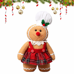 JWTRSVTY Plush Gingerbread Figures, Gefüllter Lebkuchenmann, Gingerbread Plush Toys, Weihnachts Lebkuchenmann Deko, Cartoon Lebkuchenmann Puppen, für Jungen Mädchen Kinder Weihnachten Deko Geschenk(B)
