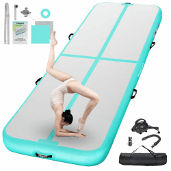 FBSPORT Airtrack Matte,10/20cm Hoch Verdicken 2/3/4/5/6/ M Tumbling Matte,Gymnastikmatte mit Luftpumpe,Trainingsmatte mit Tragetasche,Turnmatte für Zuhause, Outdoor,Yoga, Übungsgymnastik usw