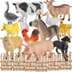 BUYGER Bauernhof Tiere Figuren Spielzeug Set ab 3 + Jahre, Groß und Mini Realistische Tierfiguren mit Zäune für Kinder Jungen Mädchen Lernen, Kuchendekoration, Geschenk