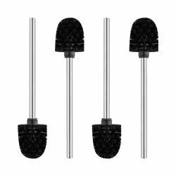 Ibergrif 4 Stück Klobürste Schwarz, WC Bürsten mit 8 cm Durchmesser, Abnehmbare Bürstenköpfe, Toilettenbürste mit Edelstahlstiel, M34155
