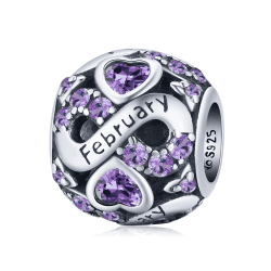 925 Sterling Silber Geburtsstein Charms Anhänger für Pandora Charme Armband Schmuck Februar Geburtsstein