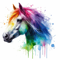Designer Aufkleber/Sticker/Wandaufkleber/Decal/Fotosticker/Dekoration Vinyl - XL- bunt - Pferd Pferde Porträt 10