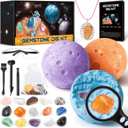 Subail Edelsteine für Kinder - Ausgrabungsset für Kinder - Kosmos Experimente für Kinder ab 6 - Edelsteine Ausgraben Spielzeug ab 6-10 Jahre Jungen - Mineralien Steine Geschenk für Jungen Mädchen