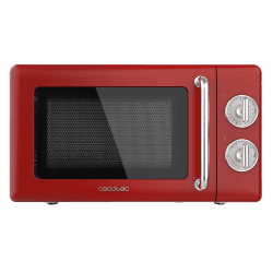 Cecotec Mikrowelle Proclean 3010 Mechanische, 20 l, Retro, 700 W, 6 Stufen, Timer bis zu 30 Minuten, Auftaumodus, Vintage-Design in Rot, Stahl-Finish
