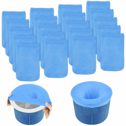 OFFCUP Skimmer Socken, 20pcs Skimmer Filter Netz, Filter Skimmer Pool, Skimmer Schwimmbadzubehör Für Oberflächenskimmer, Skimmerkorb Netz Nylon Entfernt Schlacken Blätter（Blau）