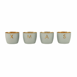 Windlicht Madras 4er Set XS mit X-Mas Motiv, Flannel Gold Eisen Höhe 4,5cm