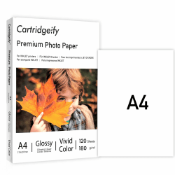 Cartridgeify Inkjet Hochglanz-Fotopapier A4 180 g/m², 120 Blatt, für Canon HP Epson Brother Tintenstrahldrucker…