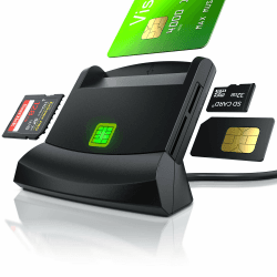 CSL - USB Chipkartenleser - SmartCard Reader - Cardreader - unterstützt Smart Cards und SIM Cards, Sdcard, Micro Sd - schwarz
