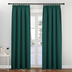PONY DANCE Verdunklungsvorhänge mit Kräuselband 2er Set H 200 x B 140 cm Thermo Vorhänge gegen Kälte Schlafzimmer Gardinen und Vorhänge Blickdicht Wärmeisolierende Vorhänge Dunkelgrün H200 x B140 cm (2er Pack) Dunkelgrün