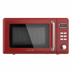 Cecotec Digitale Mikrowelle mit Grill Proclean 5110, 20 l, Retro, 700 W in 5 Stufen, Timer bis zu 60 Minuten, 8 Programme und Auftaumodus, Vintage-Design in Rot