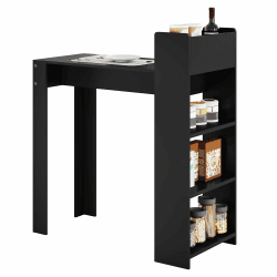 WOLTU Bartisch Stehtisch Bistrotisch Küchentisch, Bartheke mit 2 offenen Fächern 3 Ablagen, für Bar Bistro Küche Wohnzimmer Esszimmer, 110x48x120 cm, Schwarz
