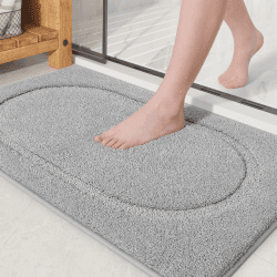 Color G Badematte rutschfest, Weiche Badezimmerteppich Maschinenwaschbar Badvorleger mit Wasserabsorbierenden, Mikrofaser Badteppich rutschfest Waschbar für Badezimmer - 40 x 60 cm, Hellgrau