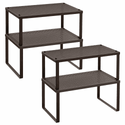 SONGMICS Gewürzregal, 4er Set, Küchenregal, Küchen-Organizer, Küche, Gewürzhalter, erweiterbar, stapelbar, kleines Regal, Metall, braun KCS06BR