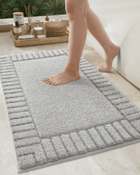 COLOR&GEOMETRY Kleine Badteppiche rutschfest Waschbar- 40 x 60 cm Absorbierende Badvorleger Weiche Badezimmerteppich, Hellgraue Badematte für Badezimmerboden, Dusche, Badewanne, Waschküche