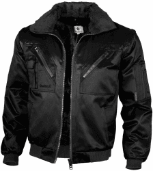 Qualitex - Pilotenjacke 4 in 1 - Kragen und Ärmel abtrennbar - mehrere Farben M Schwarz