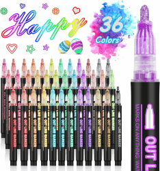AOMEES Glitter Pencils Magic Pens Besondere Weihnachtsgeschenke Ideen: 36 Outline Magische Marker Stifte Set, Geburtstag Weihnachten Geschenke Teens Mädchen 4-12 Jahre alt Craft Supplies