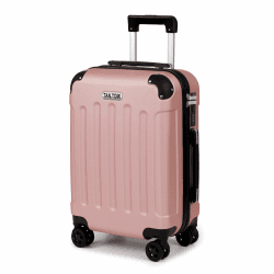 TAN.TOMI Handgepäck Koffer, Reisekoffer, Hartschalenkoffer Trolley Koffer Handgepäck mit Rollen, Koffer mit 3-Stelliges Codeschloss, Zahlenschloss Teleskopgriff, Suitcase für Reisen Geschäft Rosa Gold M
