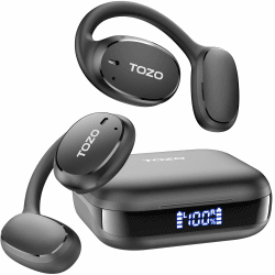 TOZO OpenEgo Open Ear Kopfhörer 5.3 Bluetooth Kopfhörer Sport mit Ohrbügel,Kopfhörer Kabellos Bluetooth mit LED-Anzeige,80 Std Spielzeit,32 EQ-Modi,Anruf Noise Cancelling Kopfhörer für Running,Schwarz