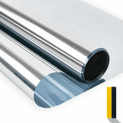 Zindoo Spiegelfolie Fensterfolie von innen durchsichtig von aussen Blickdicht Sonnenschutzfolie Selbsthaftend UV-Schutz Fensterfolie Silber 40 x 200 cm Silber (Selbstklebend) 40x200cm
