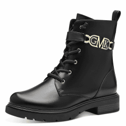 MARCO TOZZI by Guido Maria Kretschmer Damen Stiefeletten zum Schnüren aus Kunstleder mit Reißverschluss 39 EU Black Gold
