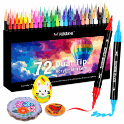 72 Farben Acrylstifte Set – Acrylmarker mit feiner Spitze und Pinsel für Stoff, Leinwand, Glas, Holz und Papier – Ideal für Kinder und Erwachsene, zum Zeichnen und DIY-Bastelprojekte