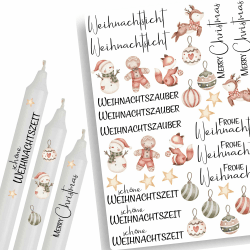 A4 Kerzentattoos Weihnachten | Schneemann | Kerzenfolie für Kerzen | Tattoo Folie Advent | Wasserschiebefolie für Stabkerzen | Set Christmas | DIY Kerzenaufkleber