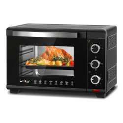 WOLTU Mini Backofen 28 L, Pizzaofen 1600 W, 100-230 °C, Timer 0-60 Min., 3 Heizmodi, inkl. Backblech Grillrost Krümelblech Rostheber, Mini Ofen für Backen Braten Auftauen Erhitzen, Schwarz
