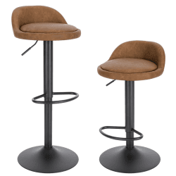 EUGAD Barhocker 2er Set 360° Drehstuhl Barstuhl mit Rückenlehne Fußstütze 120kg belastbar höhenverstellbar Kunstleder Metall Braun 0914BY-2