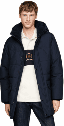 Tommy Hilfiger Herren Daunenmantel Rockie Utility Parka mit Knopfleiste L Blue (Desert Sky)