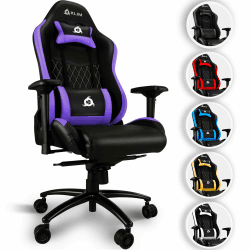 KLIM Esports Gaming Stuhl Lila - NEU - Mit Lenden- und Nackenstütze - Verstellbar Gaming Sessel Ergonomisch PC Stuhl - Kunstleder und Premium-Materialien - Gamer Stuhl - Gaming Chair - Violett