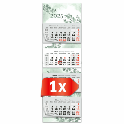 PRIMUS PRINT XXL Kalender 2025 - Mehrblock Wandkalender - 4-Monatskalender - Jahres Blockkalender - mit Datum Schieber - inklusive Feiertagen und Ferien - verschiedene Motive - [ 1x Eukalyptus ]