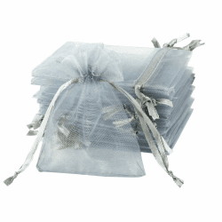 Naler 120 x Organzasäckchen Silbergrau Organzabeutel Organza Schmuck Säckchen Geschenktüten für Verpackung, 7 x 9 cm
