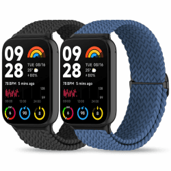 Wizvv 2 Pack Nylon Elastic Strap Compatible with Xiaomi Mi Band 9 Pro/Xiaomi Mi Band 8 Pro/Redmi Watch 4, Quick Release Replacement Sports Watch Strap for Men and Women Black/Dark Blue