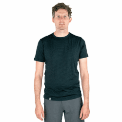 ALPIN LOACKER Merino Shirt Herren Kurzarm I Antischweißshirt I Merinowolle Tshirt I Thermooberteil atmungsaktiv und Poloshirt Schwarz/Grau M