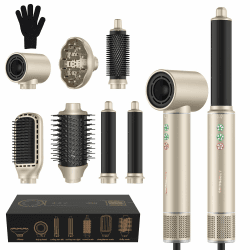 Atopskins Hair Styler set 7 in 1 Air Styler mit Haartrockner 110,000 Rpm High Speed Föhn Mit Diffusor, Luftstrom Rundbürsten Föhnbürste, Auto Lockenstab, Glättbürste, ohne thermische Schäden