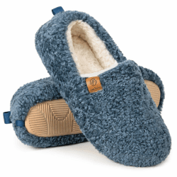 EverFoams Damen Warme Kunstwolle Memory Foam Voll Hausschuhe 36/37 EU Blau