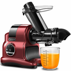 AMZCHEF Entsafter mit großem 80MM Einfüllschacht - 150 Watt Entsafter mit 2 Geschwindigkeitsstufen und Rücklauffunktion - Gewinner des Entsafter-Tests für ganzes Obst und Gemüse - Farbe Rot