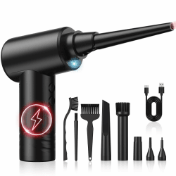 Bürstenloser Motor 150000RPM, Staubgebläse Elektrische Druckluftspray, 3-Gang Tastatur Reinigung Luftspray mit 7500mAh Akku für PC Reinigungsset, Laptop, Auto, Sofa,Bürogeräte
