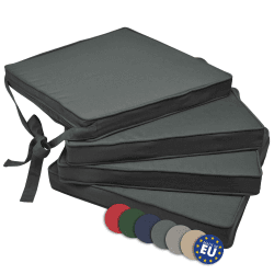 Beautissu Loft SK Stuhlkissen 45x40 cm Anthrazit - 4er Set Stuhlpolster mit Bändern Sitzkissen für Stühle, Sitzpolster Set rutschfest mit Befestigungsbändern Sitzauflage Polsterauflage