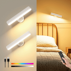 PopoIron 7500 mAh Akku Wandleuchten Innen, Wiederaufladbare LED-Wandleuchten, Touch- und Fernbedienung, 3 Farben Kabellos Wandleuchte 360° Drehbar Dimmbare Helligkeit mit 15 RGB-Farben