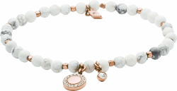 Fossil Wellness Damen-Halbedelstein- oder Edelstahlarmband mit Nicht-zutreffendem-Verschluss Weiß und Gold