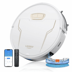Laresar Clean Saugroboter, 4000Pa Saugroboter mit Wischfunktion, 3-in-1 Staubsauger Roboter 150 Min. Laufzeit, mit App-Steuerung und WLAN,Ideal für Hartböden, Teppiche & Tierhaare